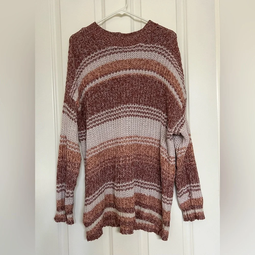 SOLD DO NOT BUY American Eagle Maroon/Pink/Brown Striped Knit Sweater - Size M - Picture 4 of 8